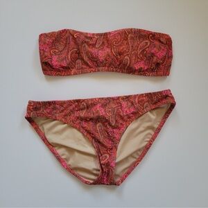 J. Crew Boho Orange Paisley Bikini, Size M